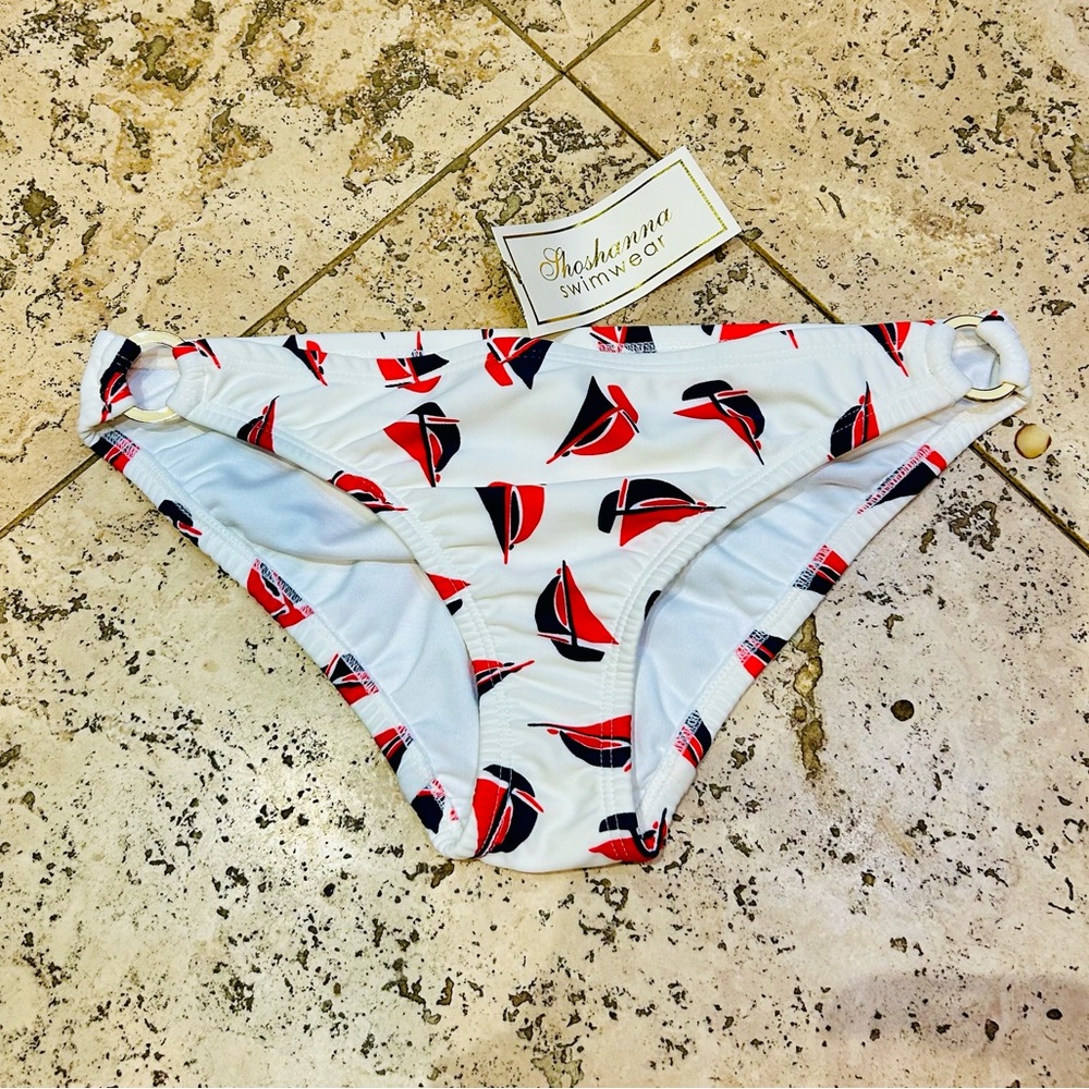 Shoshanna Swim Sailboat Boat Print Bikini Bottom New Small White Background